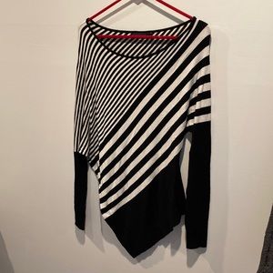 The Limited bland and white light weight off the shoulder sweater